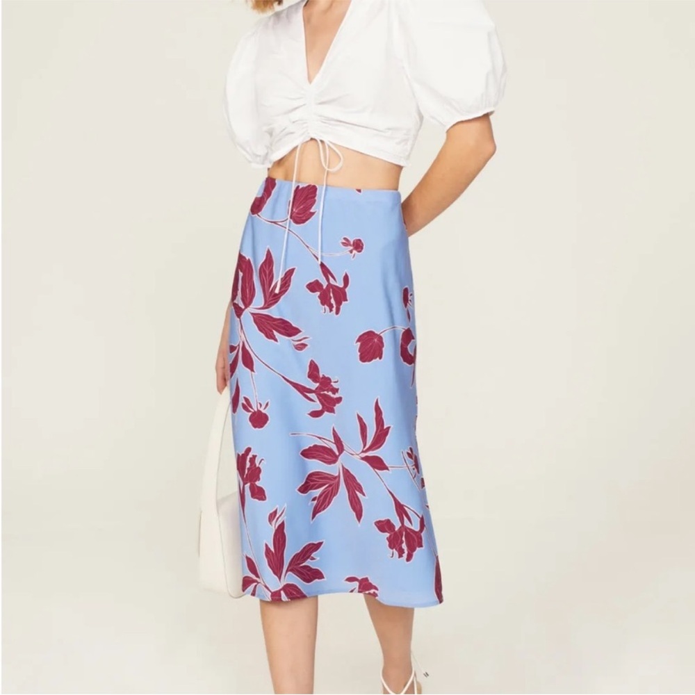 Thakoon Collective blue Floral Midi Skirt size 16